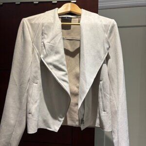 cream white faux suede jacket - medium